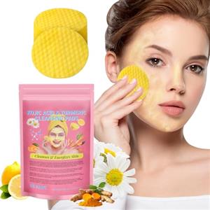 LOPHE LOPEH Turmeric Kojic Acid Cleansing Pads, Tamponi Detergenti Alla Curcuma 40 Pezzi, Turmeric Pads per Pulizia del Viso, Exfoliating Cleansing Pads Adatto a Tutti i Tipi di Pelle