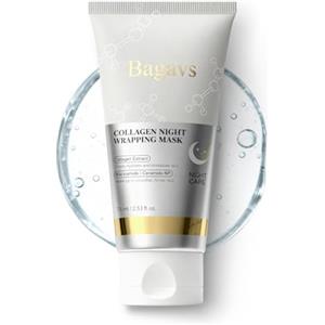Bagavs Maschera Viso Collagene Notturna Peel-Off 75ml, Idratante Anti-Rughe, Migliora Elasticità e Pelle Luminosa con Pennello