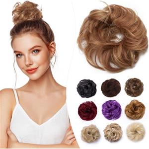 Elailite Chignon Facile Per Capelli Finto #30H26 Castano Chiaro Ramato/Biondo Cenere, Ciambella Parrucca Coda Corta Accessori Donna Extension Per Capelli Ricci 35g