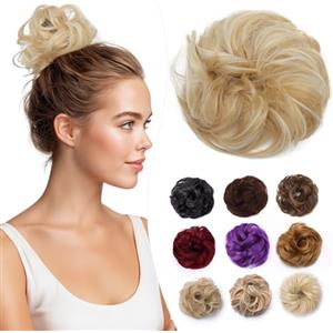 Elailite Chignon Facile Per Capelli Finto Biondo Miele/Biondo Chiaro, Ciambella Parrucca Coda Corta Accessori Donna Extension Per Capelli Ricci 35g