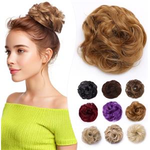 Elailite Chignon Facile Per Capelli Finto Biondo Scuro, Ciambella Parrucca Coda Corta Accessori Donna Forcine Protesi Topper Toupet Ferma Extension Per Capelli Ricci 35g