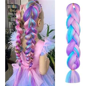 Aomig Extension per capelli intrecciate, 1 pezzo, 4 tonalità, trecce colorate, extension sintetiche jumbo, extension sintetiche alla moda per trecce intrecciate per capelli da donna