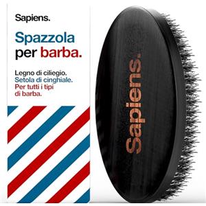 Sapiens Spazzola Barba Uomo - Spazzola per Barba Uomo in Setole di Cinghiale - Ideale per Pettinare, Disciplinare Barba e Baffi e Applicare l'Olio Barba - Beard Brush
