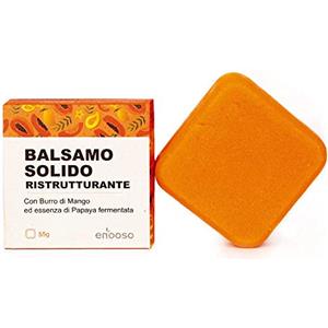 Enooso - Balsamo Solido Ristrutturante per capelli Secchi e Sfibrati | Mango e Papaya fermentata | Maschera per impacchi Naturale 100% Vegano, Artigianale - Made in Italy