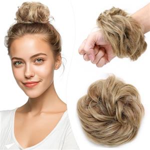 Elailite Chignon Facile Per Capelli Finto Castano Chiaro ombre Biondo Cenere, Ciambella Parrucca Coda Corta Accessori Donna Extension Per Capelli Ricci 35g