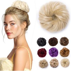Elailite Chignon Facile Per Capelli Finto Biondo Chiaro, Ciambella Parrucca Coda Corta Accessori Donna Forcine Protesi Topper Toupet Ferma Extension Per Capelli Ricci 35g