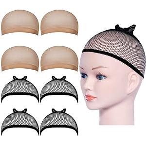URAQT Parrucca Tappi, 8 Pezzi Calotte per Parrucche di Nylon, Unisex Copricapo Elastici a Rete, Copricapo di Parrucche per Uomini e Donne, nude e nero