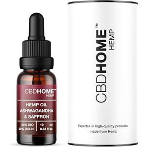 CBD HOME Oils - Olio con CBD al 20% + CBN 20% + Ashwagandha + Zafferano - 10 ml - 4.000 mg di cannabinoidi - Massima potenza - Base di cocco biologico - Certificato - Omega 3-6-9 - Prodotto nell'UE