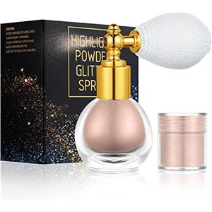 AOOWU Glitter Powder Spray, Sciolta Corpo Viso Glitterato con 1 Ricarica e Imbuto, Trucco per Festival di Halloween, Club, Feste（bronzo）