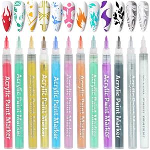 LOPHE Penne per Nail Art, 12 Pezzi Matite per Unghie, Nail Art Pen e Smalto per Penna per Pittura Decorazioni Unghie, Bellezza Adorna Regalo per Halloween Natale