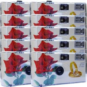 PHOTO PORST 10x 1A Fotocamera usa e getta per Feste e Matrimoni Edizione Red Rose + Anelli 27 Scatti Ciascuno (Confezione da 10)