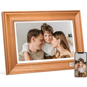 KODAK Cornice Digitale WiFi, Cornice Foto Digitale 10 pollici, FHD 1920 * 1200 Touchscreen, Cloud Cornice Elettronica in Legno con Memoria da 64GB, Condivisione di Foto, Video e Musica via USB o App