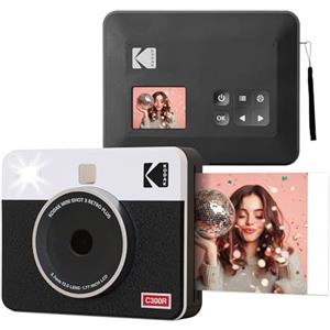 KODAK Mini Shot 3 Retro 4PASS 2-in-1 Fotocamera Istantanea & Stampante Fotografica (7.6x7.6cm) + 8 Fogli, Bianco