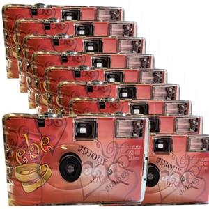 PHOTO PORST 10 X 1A PHOTO PORST - Fotocamera usa e getta, edizione Amore & Love con cuori, con flash, batterie e pellicola (10 pezzi, 27 scatti)