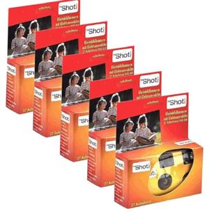 Generico 5 x Einwegkamera/Hochzeitskamera/Partykamera Topshot rot (27 Fotos, mit Blitz und Batterien) von 1A Photo PORST