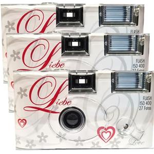 PHOTO PORST 3 X 1A PHOTO PORST Fotocamera usa e getta Edition Love & Hearten, con flash, batterie e pellicola (confezione da 3 pezzi, 27 scatti)