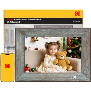 KODAK Cornice Digitale 10 Pollici WiFi Cornice Foto Digitale in Legno 1013W, HD IPS Schermo Touch, Cornici Elettronica con 32GB di Memoria, Rotazione Automatica, Condivisione di Immagine Musica Video