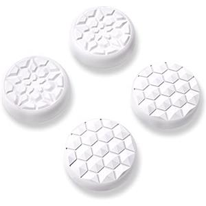 playvital Copri Analogici per Steam Deck LCD/OLED, Thumb Grip per PS Portal Remote Player, 2 Paia Gommini Joystick Caps in Silicone, Diamante Grano&Crepa Bomba-Bianco