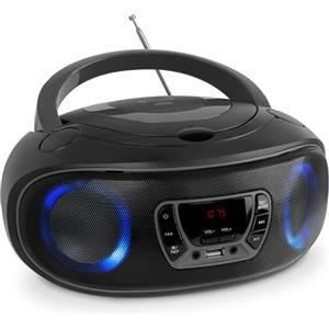Denver TCL-212 radio bluetooth casa - stereo casa portatile con lettore cd stereo - boombox con lettore cd audio USB MP3 - radio portatile bluetooth con casse
