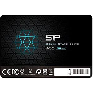 Silicon Power-1TB SSD 3D NAND A55 SLC Cache Performance Boost SATA III 6,5" 7mm (0,28") Unità a stato solido interna, Nero