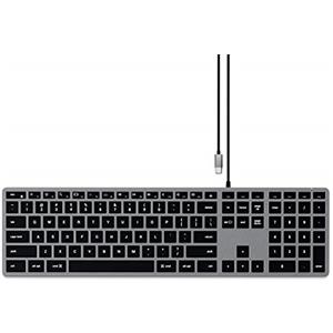 Satechi Tastiera con Cavo Slim W3 Retroilluminata, ???????????????????????? ????????, Tastiera Luminosa USB-C con Tastierino Numerico per MacBook, Laptop (Grigio Siderale, Layout Americano)