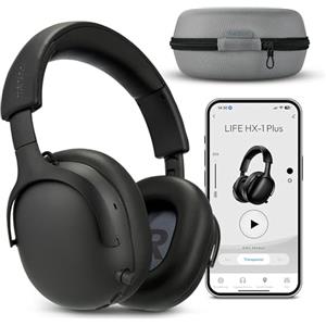 MEDION cuffie Over Ear HX-1 Plus (wireless, Feed Forward Noise Cancelling, Bluetooth 6.0, 5+1 preset EQ, fino a 100 h di autonomia, protezione dagli spruzzi IPX4), nero