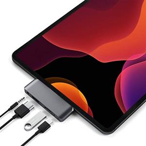 SATECHI 4 in 1 Adattatore Portatile Pro Hub USB C con HDMI 4K@60Hz, Ricarica PD 60W, Porta Audio 3,5 mm e USB-A 3.0 per iPad - Progettato per iPad Pro 2018 e Successivi - Grigio Siderale