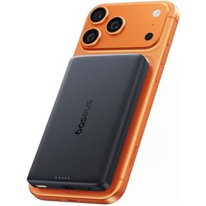 Baseus PicoGo AM52 Power Bank, Qi2.2 Magsafe Powerbank 10000mAh, Ricarica Wireless Ultraveloce da 25 W, Ricarica Rapida PD da 45 W, Batteria Esterna Magnetica Sottile per iPhone 17/16 Pro Max, Nero