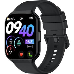 QCOQ® Smartwatch Uomo Donna, 1.96" Orologio Smartwatch con Effettua o Risposta Chiamate, 110+ Sport Smart Watch, Sonno/Contapassi/Cardiofrequenzimetro, Impermeabile IP68 Fitness Track per Android iOS