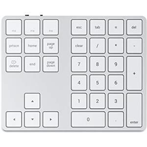 Satechi Tastierino Numerico Wireless Slim in Alluminio con 34 Tasti, Bluetooth, Ricarica USB-C per MacBooK, Laptop, PC, iPad (Layout US) Argento