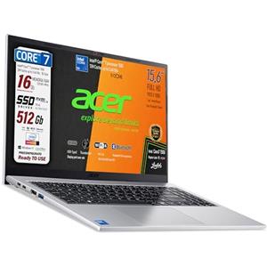 acer Notebook, Intel Core7 150u,10Core fino a 5,4GHz, Ram 16Gb, SSD 512 Gb PCIe NVMe, Display 15.6" FHD antiriflesso, Wi-Fi 6, usb-c, WebCam HD, Win 11, Garanzia Italia - Pronto all'Uso