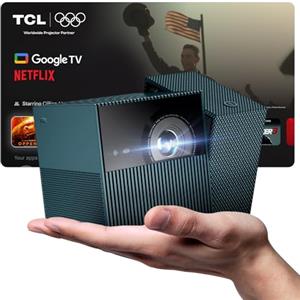 TCL PlayCube Proiettore 4K FHD - [GTV/Netflix/Disney] Mini Proiettore Portatile, 750 Lumen ISO, Wifi e Bluetooth, Auto Focus, Keystone, Regolabile a 360°, per Home Cinema, Interni, Esterni, Gaming