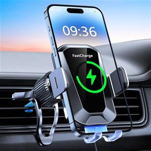 EOIWUY 15W Caricatore Wireless Auto, Auto-Bloccaggio [360° Rotazione] Supporto Telefono Auto Ricarica Wireless Rapida con QC 3.0 Caricabatterie Auto, Compatibile con iPhone 17/16/15, Galaxy S24/S23
