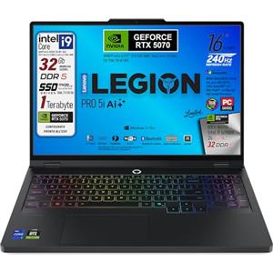 Lenovo Legion Pro 5i, Notebook Gaming, Intel Core i9-14900HX, RAM DDR5 32Gb, SSD 1 Tb, Display HDR 16" WQXGA DCI-P3 100% 240Hz, Nvidia Geforce RTX 5070, Tastiera RGB QWERTY, Win 11Pro, Ready to Use