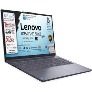 Lenovo Ideapad slim 3, Notebook, i5 13420H 13Th, DDR5 16Gb, Display WUXGA 16" IPS FHD+, SSD da 512Gb, Wi-Fi 6, Bt, USB Thunderbolt, Tastiera retroilluminata, Win11 Pro, Pronto all'Uso