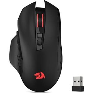 Redragon M656 Gainer Mouse da gioco wireless, 4000 DPI, 2,4 GHz, mouse wireless da gaming, con 5 livelli DPI, 7 pulsanti macro, retroilluminazione a LED rosso e software professionale/drive