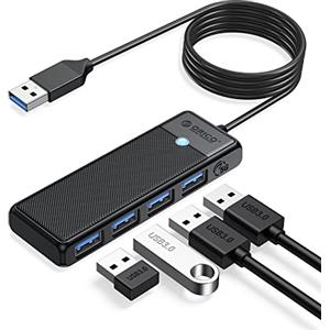 ORICO Hub USB 3.0, 4 Porte USB con Cavo Lungo 180 CM, Hub Dati Ultra Sottile Tipo A 5 Gbps, Adattatore Multiporta per MacBook, Mac Pro/Mini, Mobile HDD, Surface Pro, XPS, PS4/PS5, PC