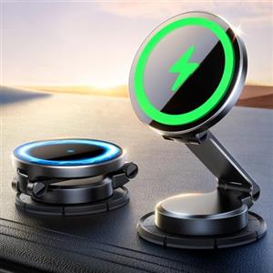JOYROOM Caricatore Wireless Auto Magsafe da Cruscotto [Tutto Metallo & Pieghevole] supporto telefono auto magnetico 15W, Ricarica Wireless Auto per iPhone 16 15 14 13 12 Pro Max Plus