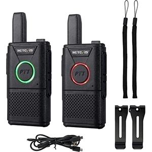 Retevis RT618 Walkie Talkie, PMR446 Senza Licenza 1000 mAh Walkie Talkies Ricaricabili, Ultra-Sottile Doppio PTT Ricetrasmittenti Portatile Mini USB Walkie Talkie (Nero, 1 Coppia)
