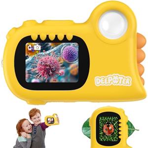 Deepoter 2 in 1 Microscopio Bambini, Deepoter 1000X Microscopio Digitale, Microscopios Portatile con 8 LED Regolabili, Adatto come Regalo di Natale, Compleanno o Capodannodai 3 Aagli 12 Anni, Giallo