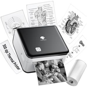 Phomemo Stampante Portatile, Mini Stampante Termica M02 Pro 300 DPI Stampante per Adesivi Etichettatrice Etichette Adesive per Appunti e Schemi di Studio, Apprendimento, Foto, Etichette