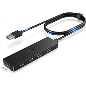 Aceele Hub USB 3.0 con 2 Porte USB C e 2 USB A, 5Gbps Sdoppiatore USB 3.0 con Cavo Lungo 120cm, Adattatore Multiporta Per MacBook Pro/Air, Laptop, PC, Unità flash, PS4/5 e Altro