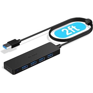 Aceele Hub USB 3.0 5 Porte Ultrasottile con Cavo Esteso da 65CM SuperSpeed 5Gbps per MacBook Air Mac PRO/Mini, Surface PRO dell XPS 15 Flash Drive e Molti Altri Dispositivi Compatibili