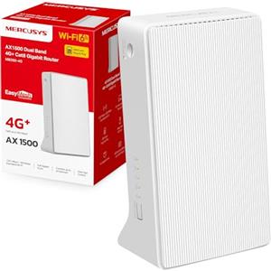 Mercusys TP-Link MB260-4G Router WiFi con Sim, 4G+Cat6 AX1500Mbps, Porta Gigabit LAN/WAN + Porta Gigabit LAN, WAN Connection Backup, WPA3, APP Controllo, Plug&Play