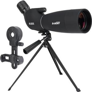 Svbony SV28PLUS Cannocchiale con Treppiedi Smartphone Adapter, 25-75x70mm con A5 Rosso Bordeaux FMC BAK4 IP65, Telescopi Spotting Scope per Adulti tiro a segno Tiro con l'arco Birdwatching