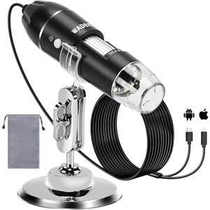 WADEO Microscopio Digitale Portatile, [1080P HD] [1000X Fotocamera da 2 MEGAPIXEL] 8 Luci LED, USB/WiFi (1440P - USB - Cellulare/Tablet)