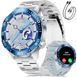 DREMAC Smartwatch Uomo Lusso con Chiamata Bluetooth/2 Bracciale, 1,43" AMOLED Schermo, 800 mAh, IP68 Impermeabile, Fitness Tracker con Monitoraggio della Frequenza Cardiaca/SpO2/Sonno, per Android iOS