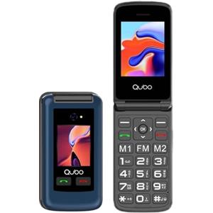 Qubo GSM Telefono Cellulare per Anziani,Flip phone Telefoni Cellulari Tasti Grandi,Volume alto,Funzione SOS, 2.4"+1.77 Contatti con Immagini,Chiamata Rapida,Cellulare anziani Blu
