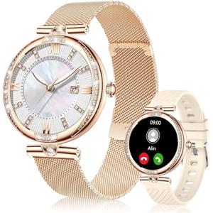 Vicloon Smartwatch Donna con Chiamate Bluetooth, 1.19" Fitness Orologio con Contapassi, 24H Cardiofrequenzimetro, Sonno, Ciclo Mestruale, Impermeabile IP68, Compatibile iOS/Android, Oro Rosa