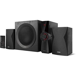 Edifier CX7 Sistema di intrattenimento Domestico Attivo 2.1 con Bluetooth V5.0, subwoofer da 21 cm (8") e Telecomando a infrarossi: Perfetto per TV, PC, Notebook, ECC, Nero